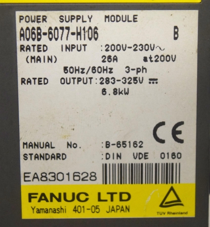 FANUC #AO6B-6077-H106 POWER SUPPLY - BL394 04