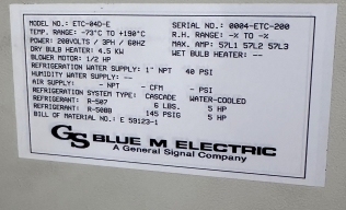 BLUE M #ETC-04D-E ENVIRONMENTAL CHAMBER - BV3065 11