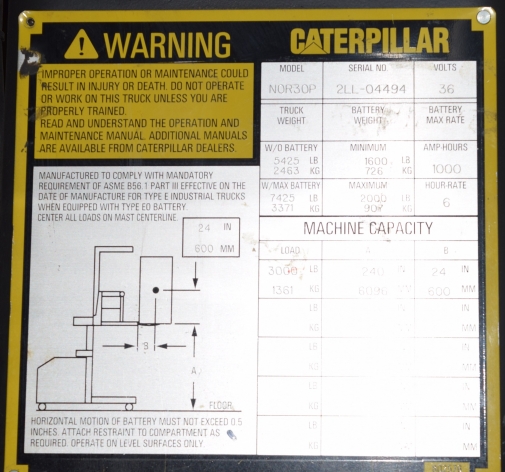 CATERPILLAR #NOR30P 3000LBS ELEC ORDER PICKER - CB3761 11