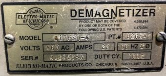 ELECTRO-MATIC DEMAGNETIZER - PEDESTAL TYPE - CB4403 11